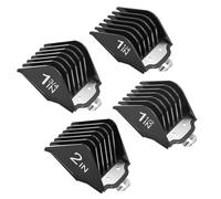 Clipper Guards with Metal Clip 1.25", 1.5", 1.75", 2" Compatible with Most Wahl Clippers, 4 PCS Extra Long Professional Hair Clipper Combs Guides 10 12 14 16, Black