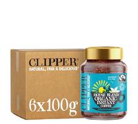 Clipper House Blend Organic Arabica Instant Coffee | 6 x 100g Jars | Bulk Buy for Home & Catering | Gourmet Coffee | Sustainable Fairtrade Coffee by Clipper Teas | Ethically Sourced & Eco Conscious