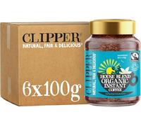 Clipper House Blend Organic Arabica Instant Coffee | 6 x 100g Jars | Bulk Buy for Home & Catering | Gourmet Coffee | Sustainable Fairtrade Coffee by Clipper Teas | Ethically Sourced & Eco Conscious