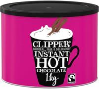 Clipper Instant Hot Chocolate - 1kg Hot Chocolate Powder - Bulk Buy Tub for Home or Office - Eco- Conscious Fairtrade Add Water - Luxury Drinking Chocolate - for Hot and Cold Milkshakes