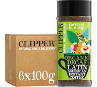 Clipper Latin American Organic Instant Decaf Coffee | 6 x 100g Jars | Bulk Buy Gourmet Decaffeinated Instant Coffee | Sustainable Fairtrade Arabica by Clipper Teas | Ethically Sourced & Eco Conscious