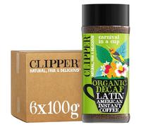 Clipper Latin American Organic Instant Decaf Coffee | 6 x 100g Jars | Bulk Buy Gourmet Decaffeinated Instant Coffee | Sustainable Fairtrade Arabica by Clipper Teas | Ethically Sourced & Eco Conscious