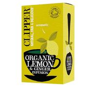 Clipper Organic Lemon & Ginger Tea Bags | 120 Teabag Sachets (6x Boxes of 20) | Bulk Buy, Home & Catering | Caffeine-Free Herbal Tea Bags | Eco-Conscious, Natural, Unbleached & Biodegradable
