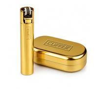 Clipper Lighter Metal Flint Refillable Gas Lighter, Classic Metal Clipper Lighter Design, Single Premium Piece in Collector Tin Presentation Box clipper Gift Pack (Gold)