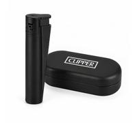 Clipper Lighter Metal Flint Refillable Gas Lighter, Classic Metal Clipper Lighter Design, Single Premium Piece in Collector Tin Presentation Box clipper Gift Pack (Black Jet)
