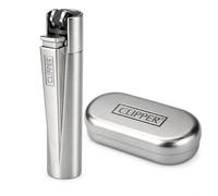 Clipper Lighter Metal Flint Refillable Gas Lighter, Classic Metal Clipper Lighter Design, Single Premium Piece in Collector Tin Presentation Box clipper Gift Pack (Silver)