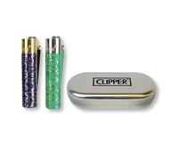 Clipper Lighter Metal Flint Refillable Gas Lighter, Classic Metal Clipper Lighter Design, Single Premium Piece in Collector Tin Presentation Box clipper Gift Pack, Pack of 1 (Floral Pattern)