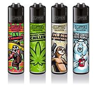 Clipper Lighter, Set of 4: (Mixed Slogans #1)