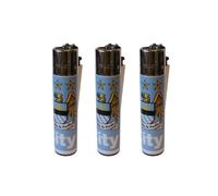 Clipper Manchester City Football Club Refillable Gas Lighters x 3