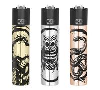 Clipper Metal Flint Lighter, Refillable, with Free Tin Box Gift Set, Pack of 1 (ANIMAL TATTS)
