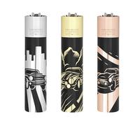 Clipper Metal Flint Lighter, Refillable, with Free Tin Box Gift Set, Pack of 1 (CLASSIC CARS)