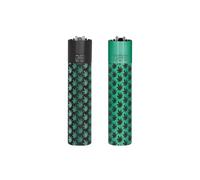 Clipper Metal Flint Lighter, Refillable, with Free Tin Box Gift Set, Pack of 1 MINI GREEN LEAVES