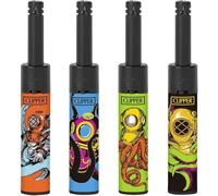 Clipper Mini Tube Lighters, Diving Octopus Design, Refillable, Pack of 4
