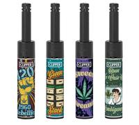 Clipper Mini Tube Lighters, RETRO WEEDS Design, Refillable, Set of 4