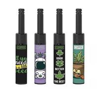 Clipper Mini Tube Lighters, Set of 4, Refillable, (LITTILE WEEDS)