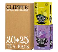 Clipper Organic Berry Burst Infusion 25 envelopes (pack of 6) & Organic Lemon & Ginger Tea Bags, 6 x 20 Teabags
