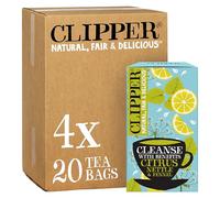 Clipper Organic Citrus, Nettle & Fennel Tea | 80 Cleanse with Benefits Infusion Teabags (4x Boxes of 20) | Bulk Buy, Home & Catering | Caffeine-Free Herbal Tea | Natural, Unbleached & Biodegradable