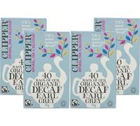 Clipper Organic Fairtrade Decaf Earl Grey Tea Bags 40 Individually Wrapped, Black Tea with Natural Bergamot, CO₂ Decaffeinated, Plastic-Free & Biodegradable, (Pack of 4) from SuperfoodUK