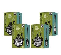 Clipper Organic Fairtrade Decaf Green Tea Bags 40 Teabags (Pack of 4), Naturally Decaffeinated Green Tea, Plastic-Free Biodegradable Teabags, Vegan & Organic, from SuperfoodUK