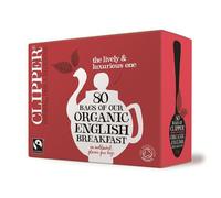 Clipper Fairtrade Organic English Breakfast Tea Bags | Black Tea Bags | Natural, Unbleached, Plant-Based Biodegradable & Sustainable Teabags | Eco Conscious, Non GM & Fair Trade Tea (80 Teabags)