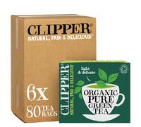 Clipper Organic Fairtrade Pure Green 80 Tea bags (Pack of 6, Total 480 Teabags)