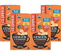 Clipper Organic Ginger & Turmeric Herbal Tea, 20 Tea Bags, Fairtrade Caffeine-Free, Plastic-Free Biodegradable Teabags, Individually Wrapped, Vegan (Pack of 4) from SuperfoodUK