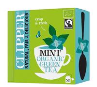 Clipper Organic Green and Mint Tea Bags | Box of 50 Teabags | Organic Tea for Home & Office | Eco-Conscious, Fair Trade Tea | Natural, Unbleached, Plant-Based, Compostable & Biodegradable Tea Bag