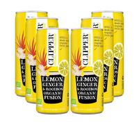 Clipper Organic Lemon Ginger & Rooibos Infusion Drink 250ml Cans (Pack of 6) | No Added Sugar | Refreshing Caffeine-Free Fruit Drink | from SuperfoodUK