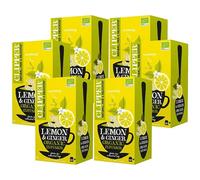 Clipper Organic Lemon & Ginger Tea Bags - 20 Tea Bags, Herbal Infusion with Lemongrass & Ginger, Caffeine Free, Plastic-Free Biodegradable Tea Bags, (Pack of 6) from SuperfoodUK