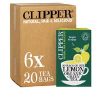Clipper Organic Lemon Green Tea Bags | 120 Teabags (6x Boxes of 20) | Bulk Buy for Office, Home & Catering | Pure, Fair Trade Green Tea with Lemon |