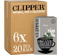 Clipper Organic Liquorice Tea Bags | 120 Infusion Liquorice Root Teabag Sachets (6 x Boxes of 20) | Bulk Buy for Home & Catering | Caffeine-Free