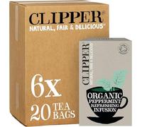 Clipper Organic Peppermint Tea Bags | 120 Infusion Mint Teabag Sachets (6x Boxes of 20) | Bulk Buy, Home & Catering | Caffeine-Free Herbal Tea Bags | Natural, Unbleached, Plant-Based & Biodegradable