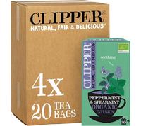 Clipper Organic Peppermint & Spearmint Infusions Fruit Teabags / 80 Infusions Tea Bags (4x Boxes of 20) / Caffeine-Free Herbal Tea/Natural, Unbleached, Plant Based