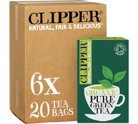 Clipper Organic Pure Green Tea Bags | 120 Teabags (6 x Boxes of 20) | Bulk Buy for Office, Home & Catering | Eco-Conscious, Fair Trade Tea | Natural