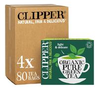 Clipper Organic Pure Green Tea Bags | 320 Teabags (4 x Boxes of 80) | Bulk Buy for Office, Home & Catering | Eco-Conscious, Fair Trade Tea | Natural