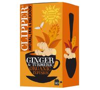 Clipper Organic Restoring Roots Ginger & Turmeric Tea Bags | 20 Tea Infusions in Envelopes | Caffeine Free Teabags | Fairtrade Herbal Tea Bags | Natu