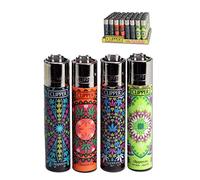 Clipper Original Lighters Set Weed Mandala #2 x4, Gas refilable, New