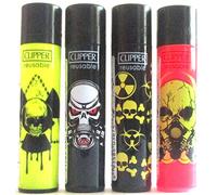 Clipper Radio Skulls Lighter Bundle 4 Pack