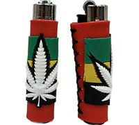Clipper Rubber Lighter Corn Case Collection, Clipper Lighter soft touch Lighter 1 pcs, Gas Lighters, New Different Rubber Designs (No Fuel) (Big White Leaf)