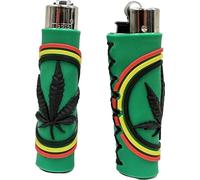 Clipper Rubber Lighter Corn Case Collection, Clipper Lighter soft touch Lighter 1 pcs, Gas Lighters, New Different Rubber Designs (No Fuel) (Big Black Leaf with Green)