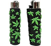 Clipper Rubber Lighter Corn Case Collection, Clipper Lighter soft touch Lighter 1 pcs, Gas Lighters, New Different Rubber Designs (No Fuel) (Small Green Leaf)