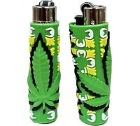 Clipper Rubber Lighter Corn Case Collection, Clipper Lighter soft touch Lighter 1 pcs, Gas Lighters, New Different Rubber Designs (No Fuel) (Big Green Leaf)
