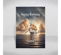 Clipper Sailing Ship Birthday Card for Cousin - Historic Tall Ship Keepsake for Maritime History Fans & Nautical Enthusiasts: Cousin Birthday Card (Size A5)