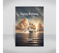 Clipper Sailing Ship Birthday Card for Twins - Historic Tall Ship Keepsake for Maritime History Fans & Nautical Enthusiasts: Twins Birthday Card (Size A5)