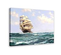 Clipper Ship on The High Seas Painting by Montague Dawson Poster Bedroom Canvas Decor Print Wall Art Office Room Aesthetic Decor Gift 20x30inch(50x75c