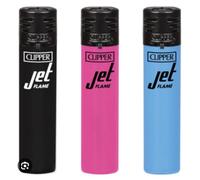 Clipper Windproof Jet Flame Neon Lighters, Set of 3, Assorted Colours (PINK, BLACK, BLUE)