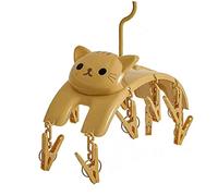 Clips Drying Rack Cute Cartoon Cat Drying Rack with 10 Peg Plastic Indoor Sock Dryer for Underwear Clothes Space Saver Hanger