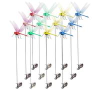 Clips for Dragonfly Posts, Design Clips for Hats, 12 Garden Dragonflies with Clip, 3D Decorative Clips for Exterior, Natural and Organic Creative Concept, Decoration by L