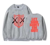 Clipse Let God Sort Em Out Crewneck Pullover Sweatshirts, Streetwear Hoodie Image Printed Long Sleeve Outerwear Women Men Fashion,Grey,M
