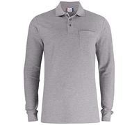 Clique Basic Polo L/S Pocket Shirt, Grey Melange, Xx-Large